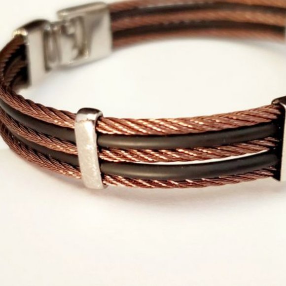 ITALGEM STEEL Men Rose Gold Plated Steel Bracelet.